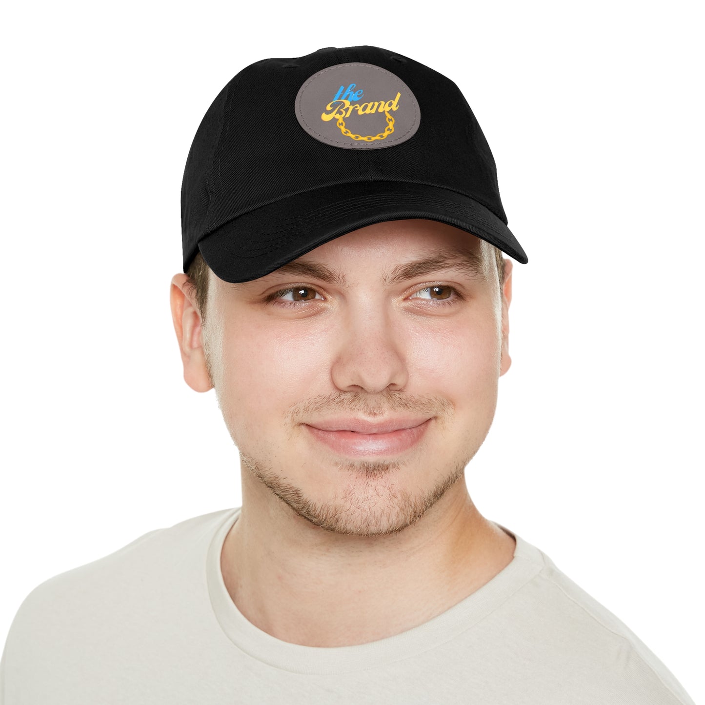 THEbrand+Chain Dad Hat with Leather Patch (Round)