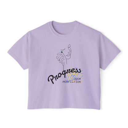 ‘Progress Over Perfection’ Women's Designer Boxy Tee