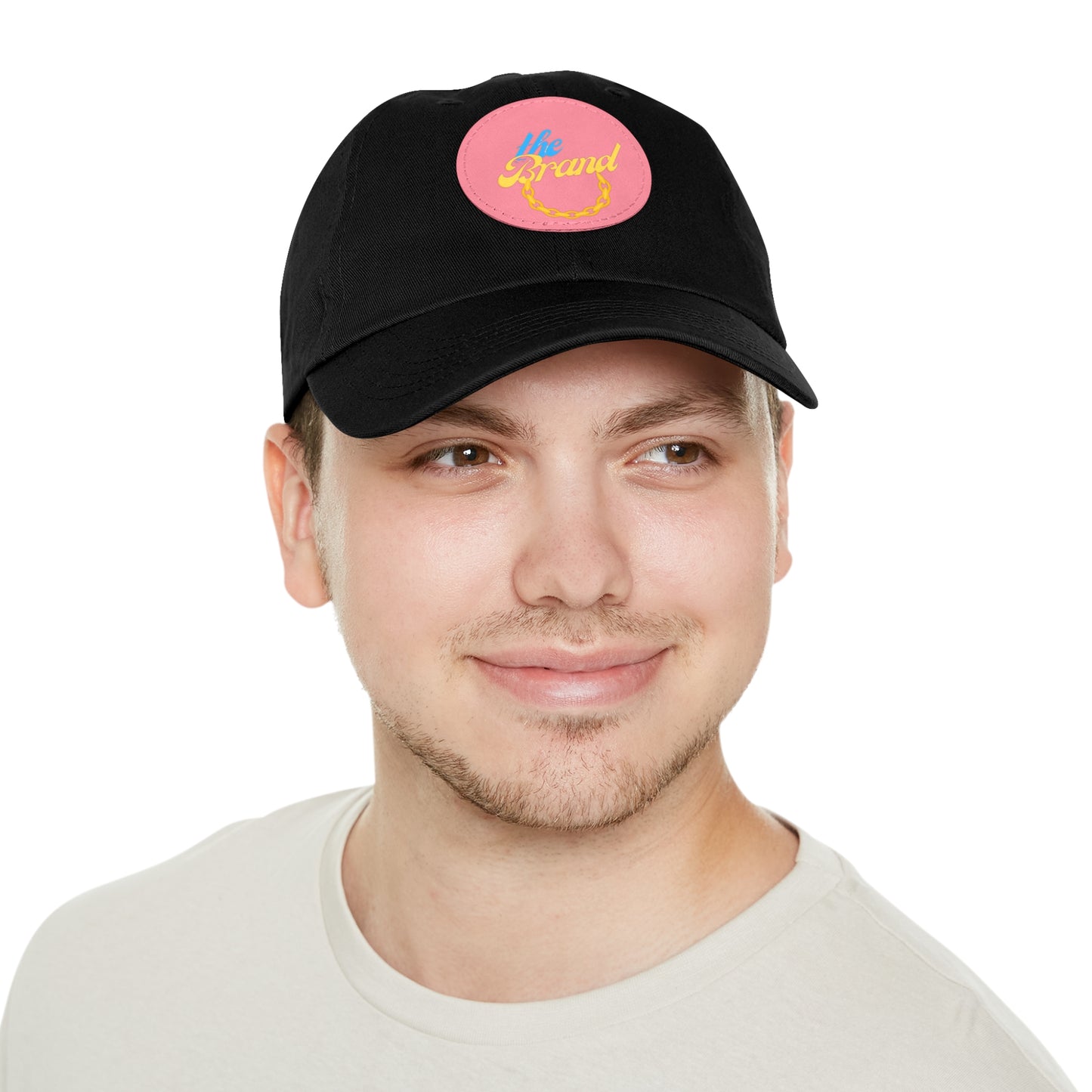 THEbrand+Chain Dad Hat with Leather Patch (Round)