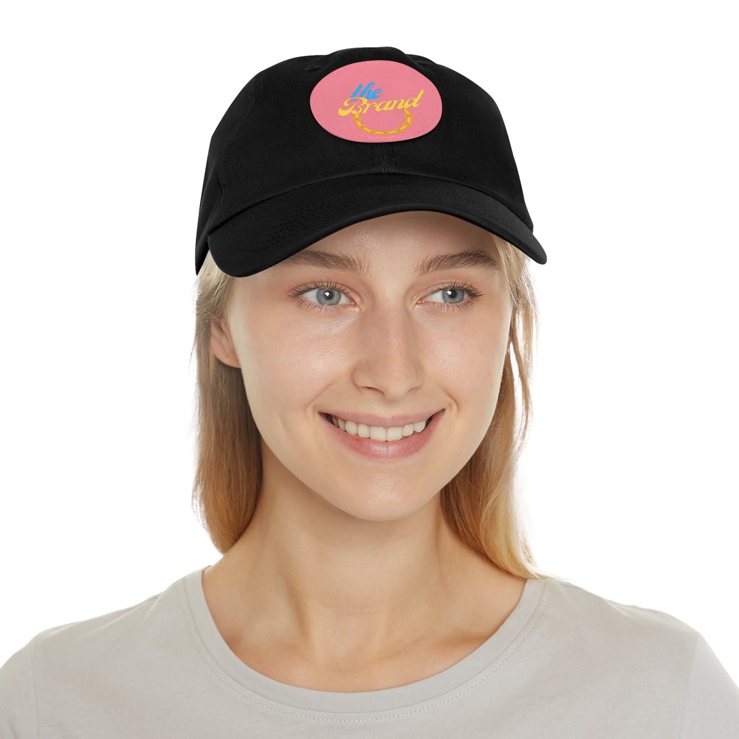 THEbrand+Chain Dad Hat with Leather Patch (Round)