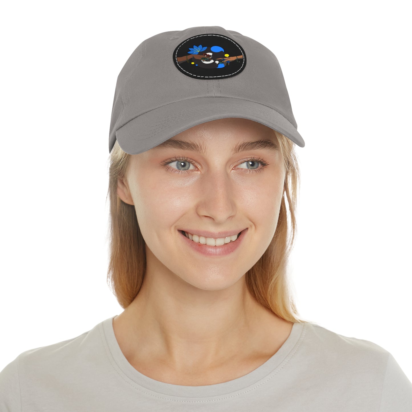Reach Out + Touch Dad Hat with Leather Patch (Round)