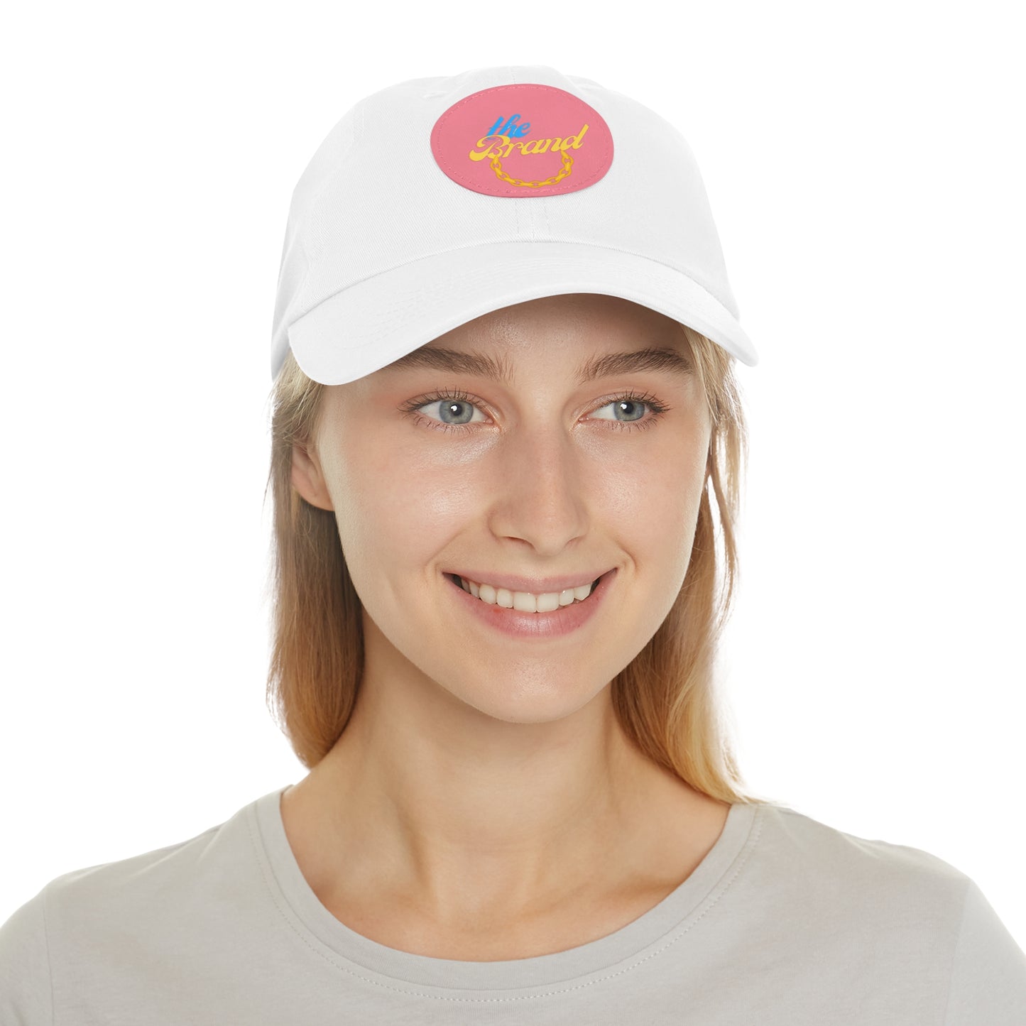THEbrand+Chain Dad Hat with Leather Patch (Round)
