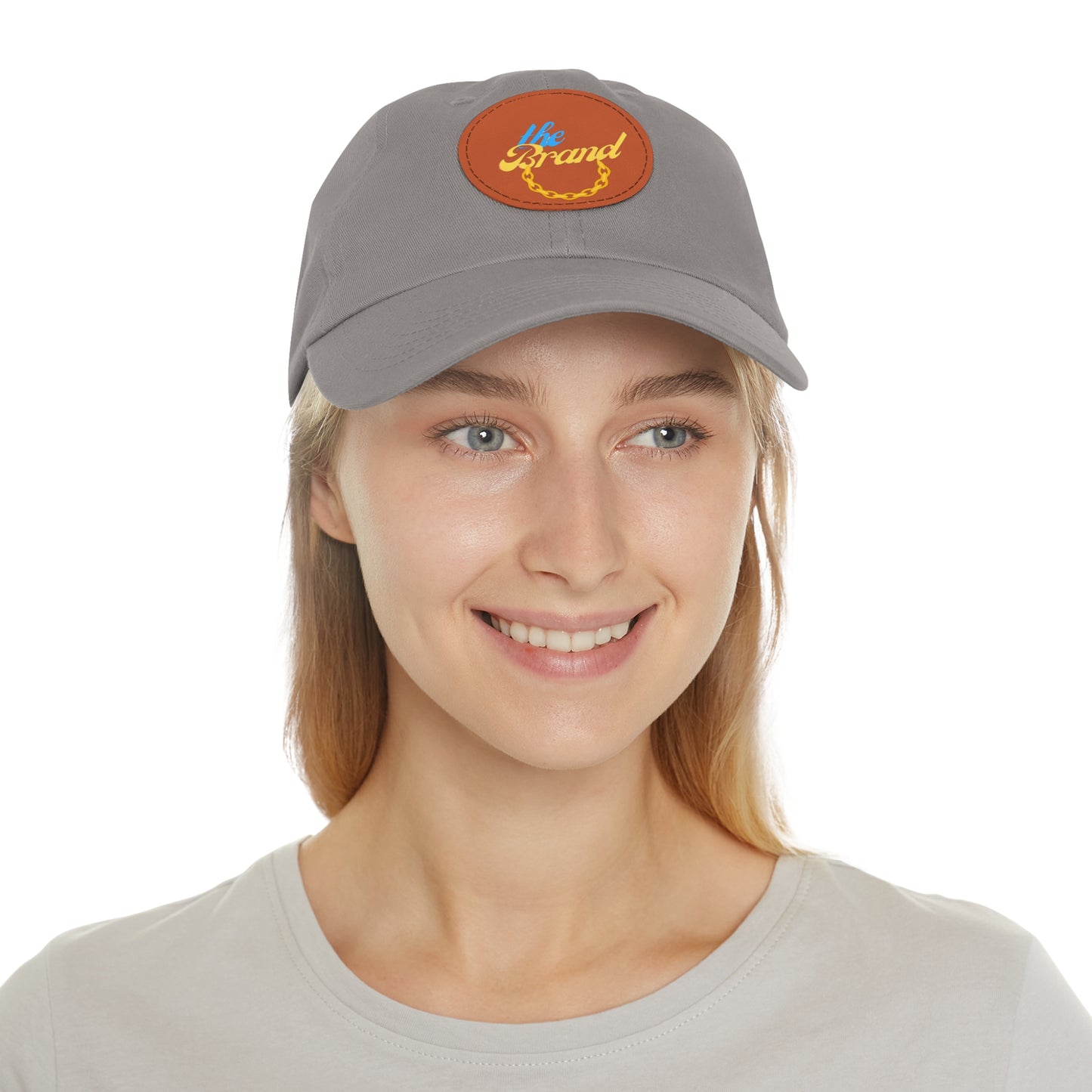 THEbrand+Chain Dad Hat with Leather Patch (Round)