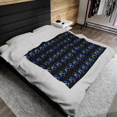 Monochrome Stamp Logo Velveteen Plush Blanket