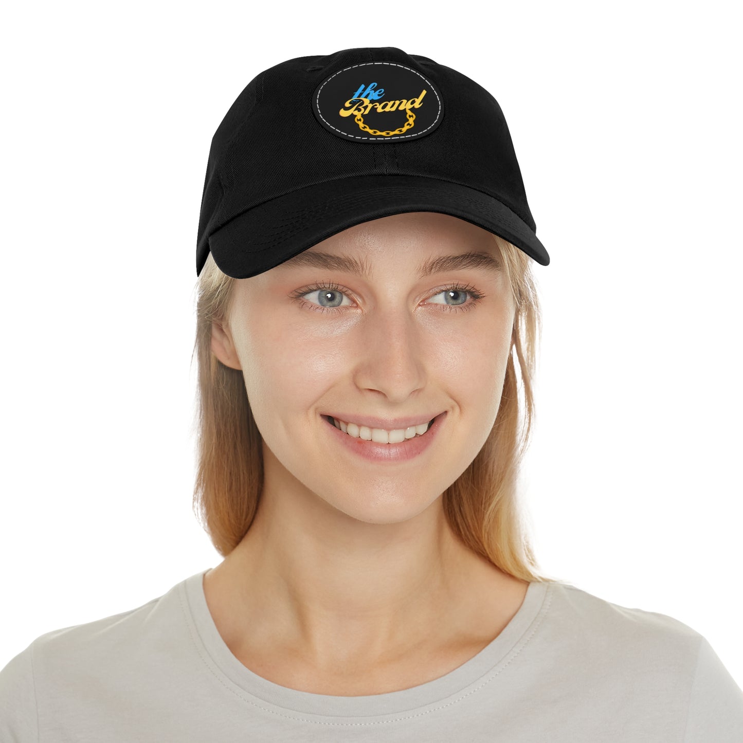 THEbrand+Chain Dad Hat with Leather Patch (Round)