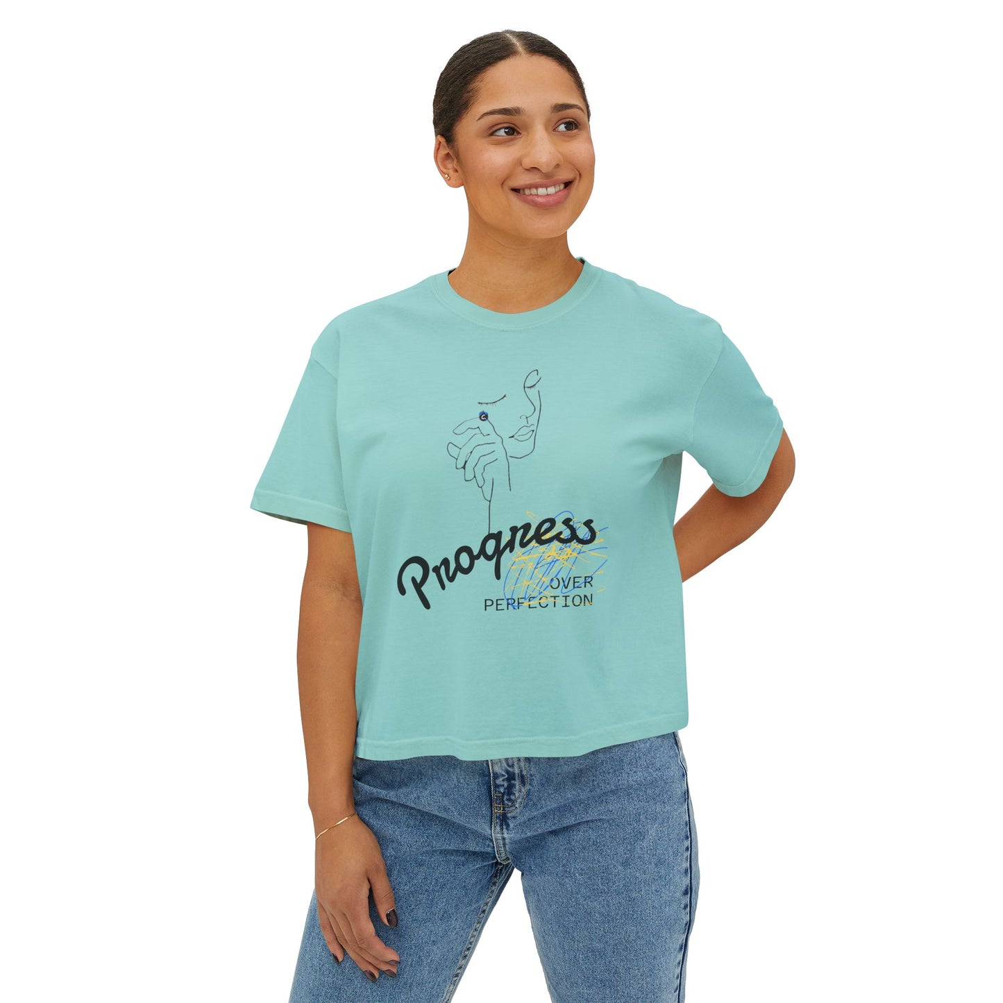‘Progress Over Perfection’ Women's Designer Boxy Tee