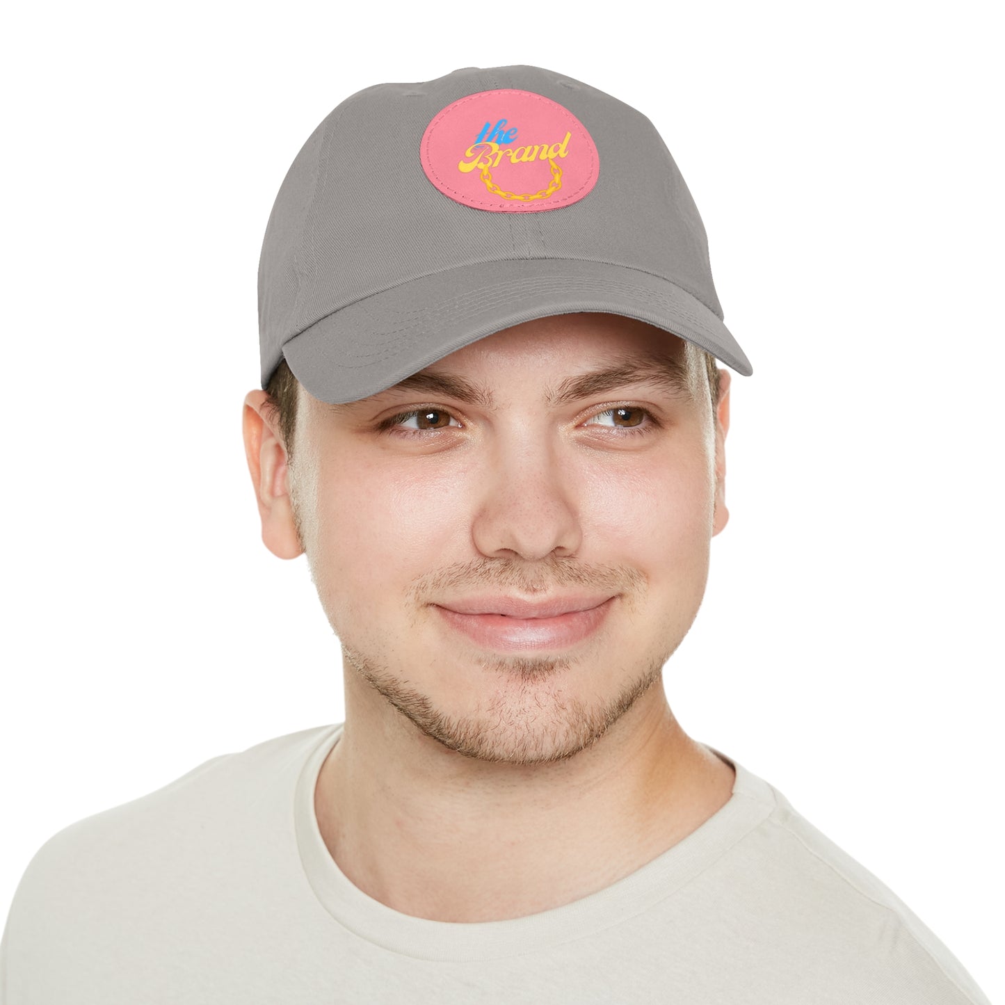 THEbrand+Chain Dad Hat with Leather Patch (Round)
