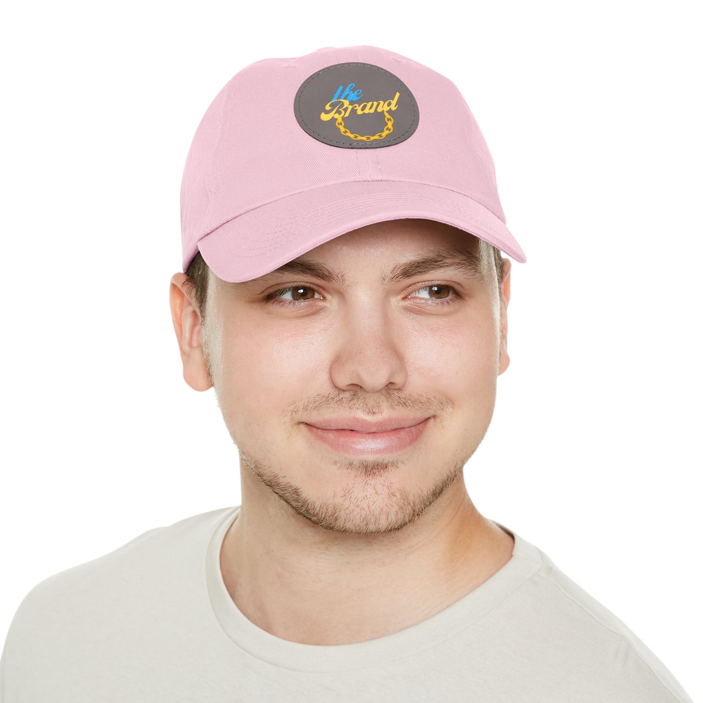 THEbrand+Chain Dad Hat with Leather Patch (Round)
