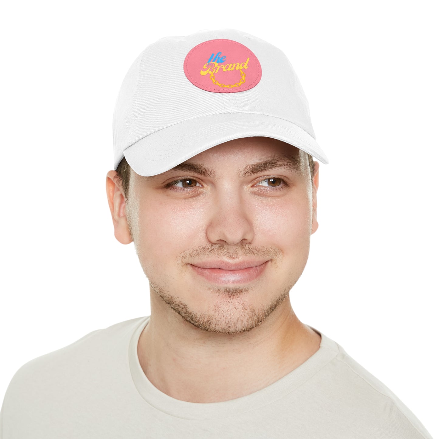 THEbrand+Chain Dad Hat with Leather Patch (Round)