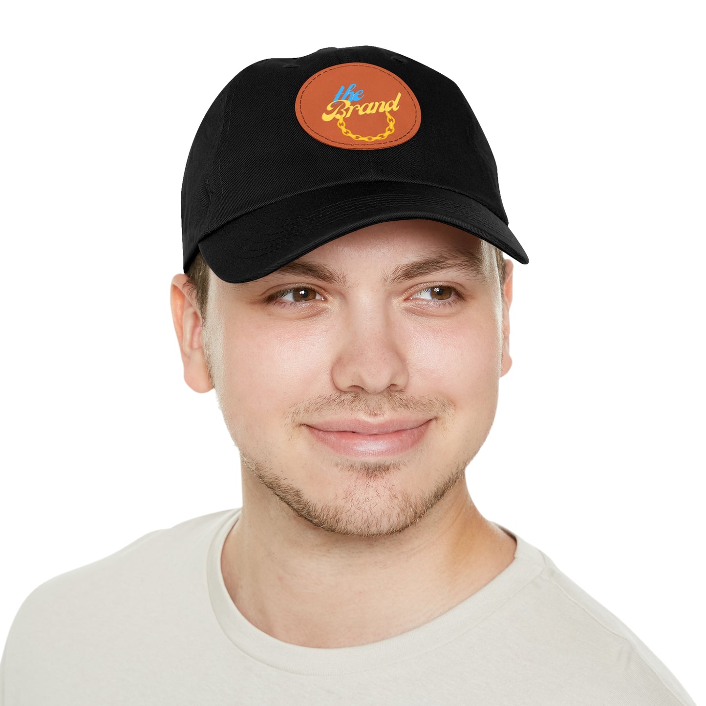 THEbrand+Chain Dad Hat with Leather Patch (Round)