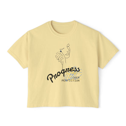 ‘Progress Over Perfection’ Women's Designer Boxy Tee