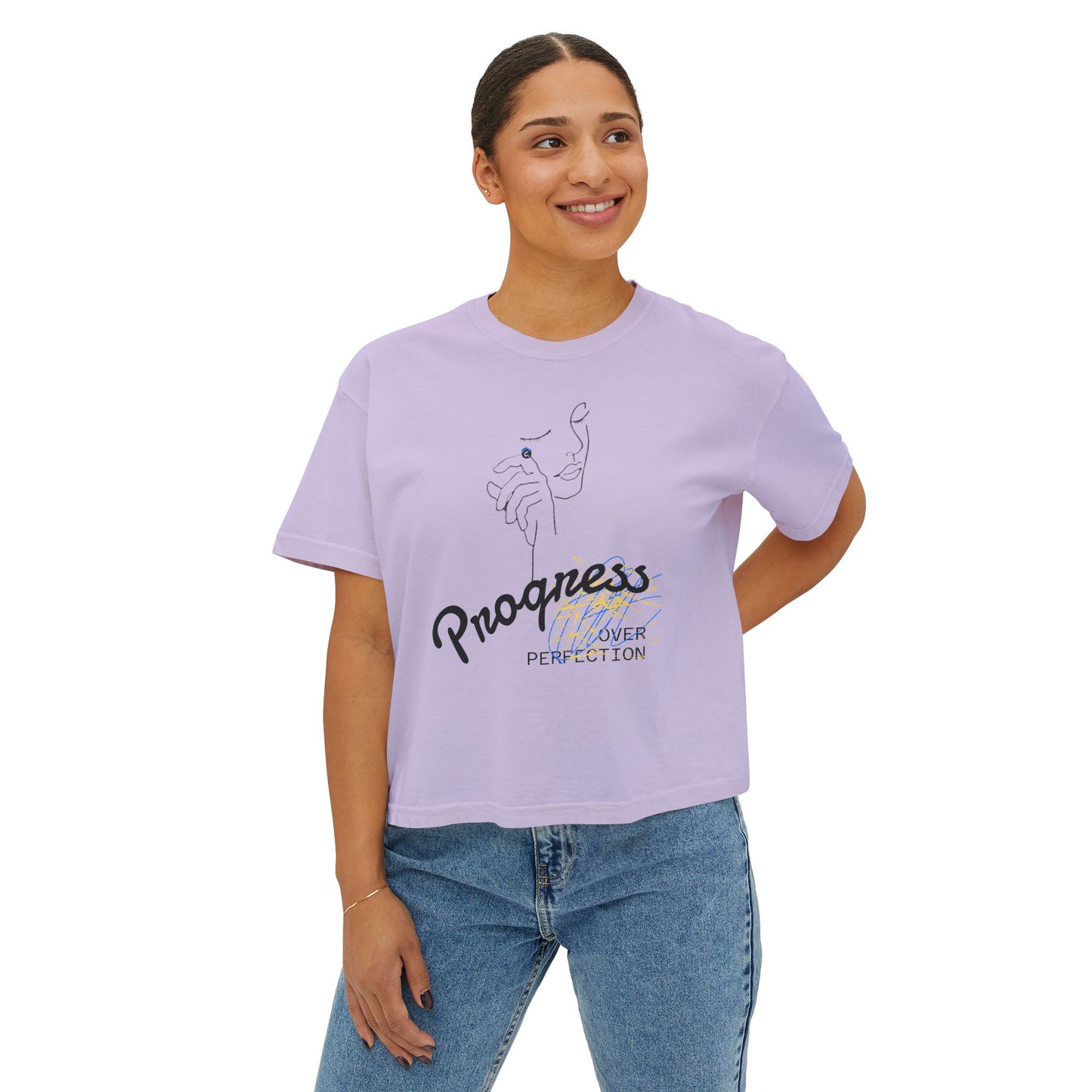 ‘Progress Over Perfection’ Women's Designer Boxy Tee