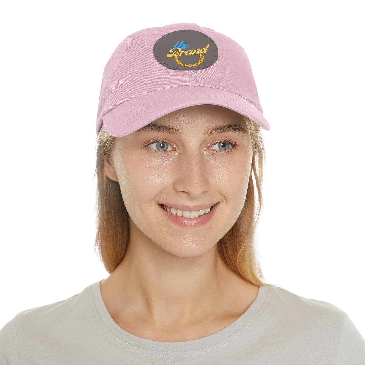 THEbrand+Chain Dad Hat with Leather Patch (Round)