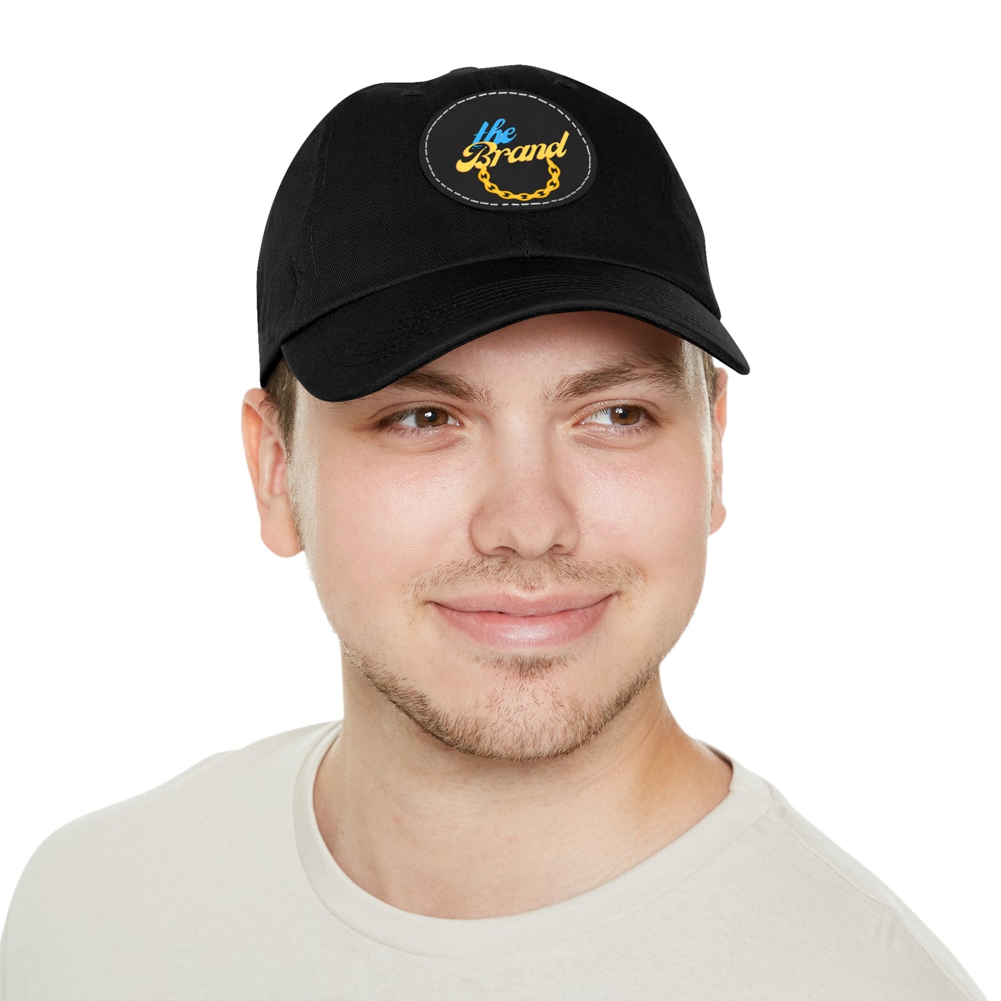THEbrand+Chain Dad Hat with Leather Patch (Round)