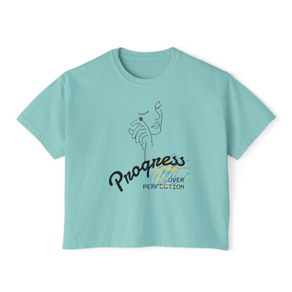 ‘Progress Over Perfection’ Women's Designer Boxy Tee
