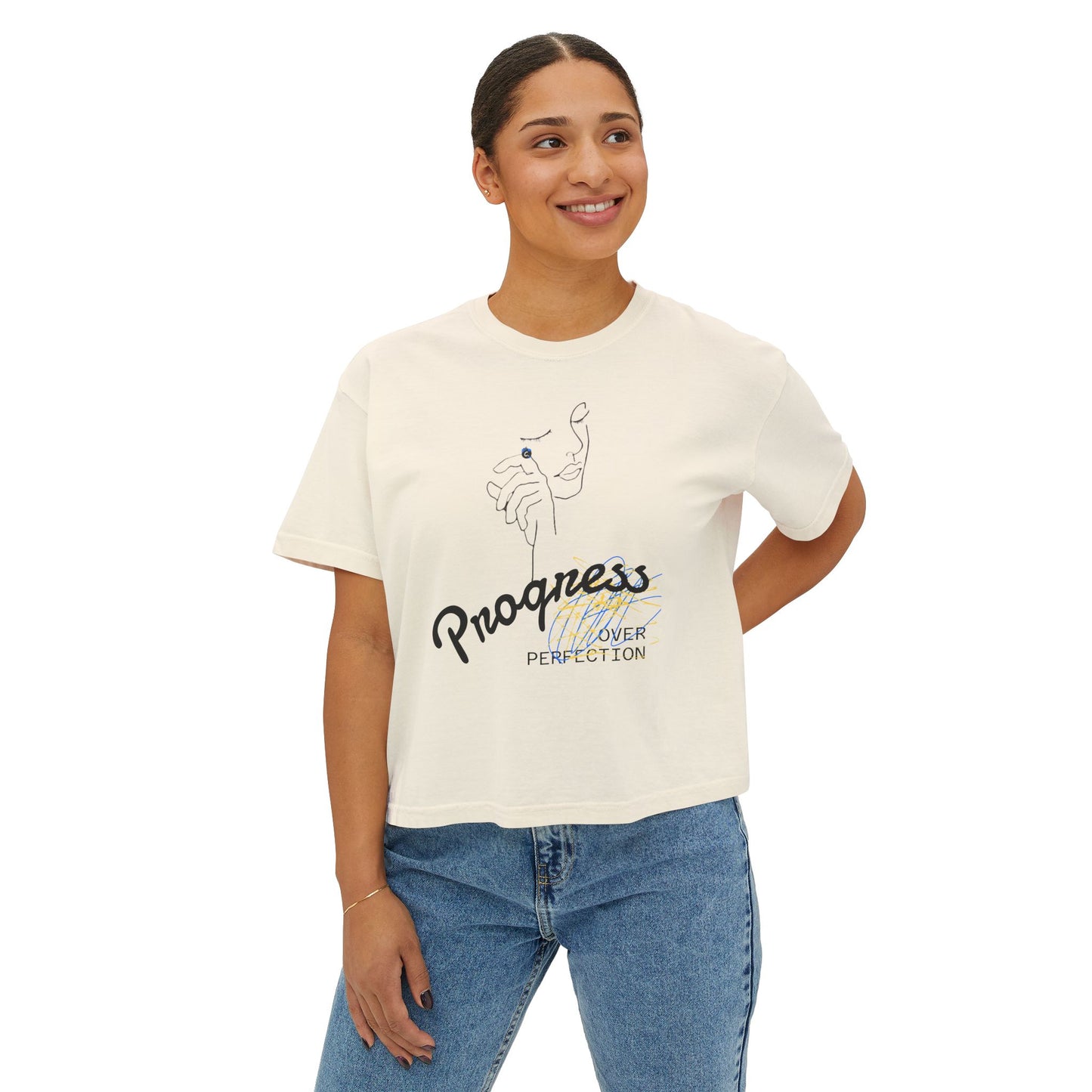 ‘Progress Over Perfection’ Women's Designer Boxy Tee