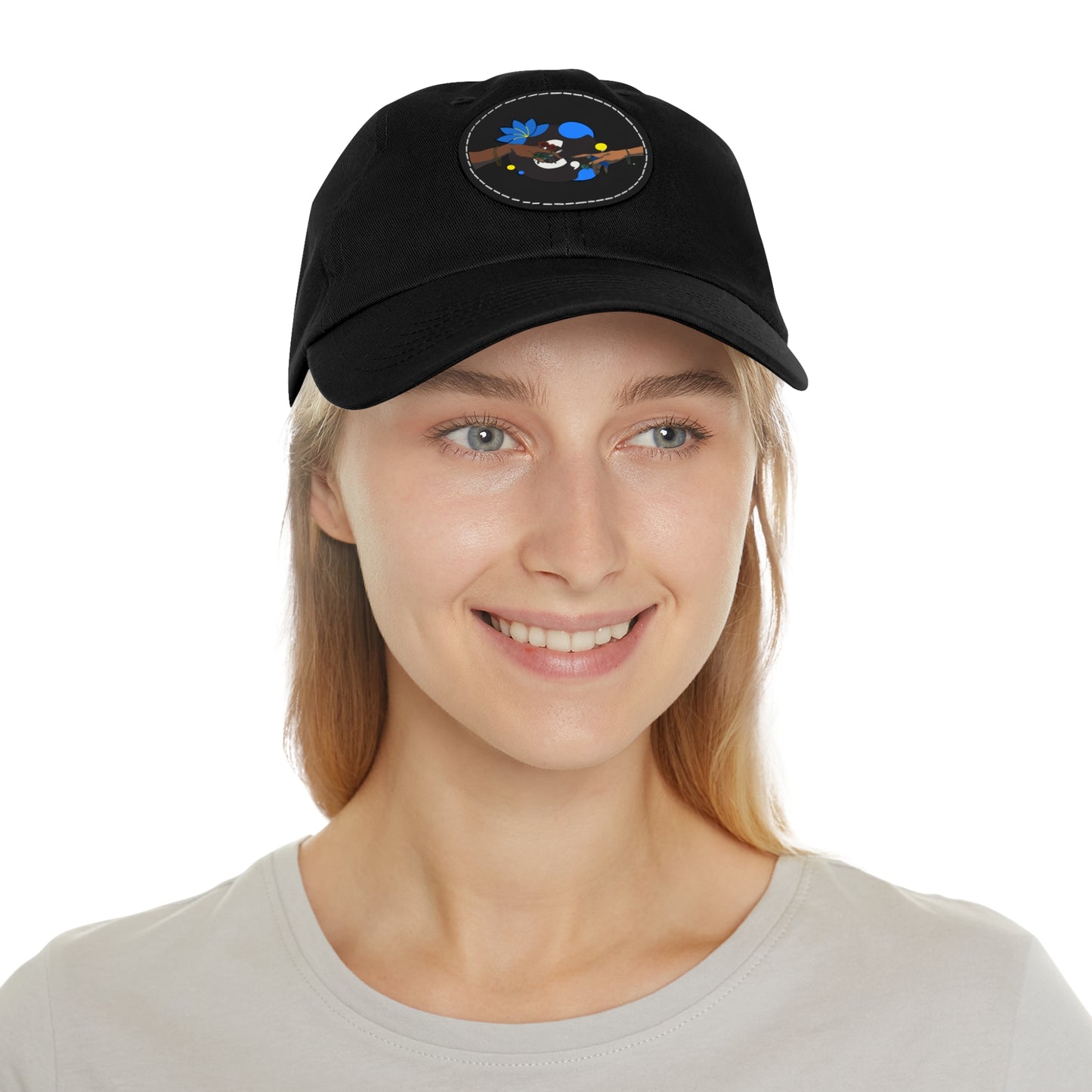 Reach Out + Touch Dad Hat with Leather Patch (Round)