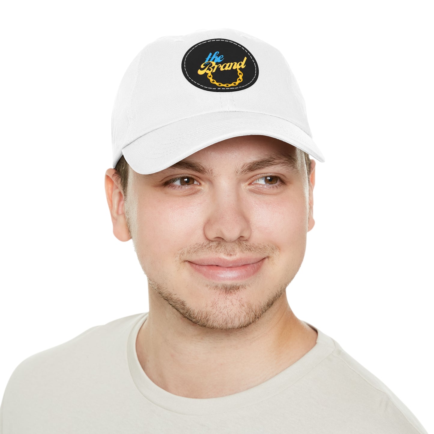 THEbrand+Chain Dad Hat with Leather Patch (Round)