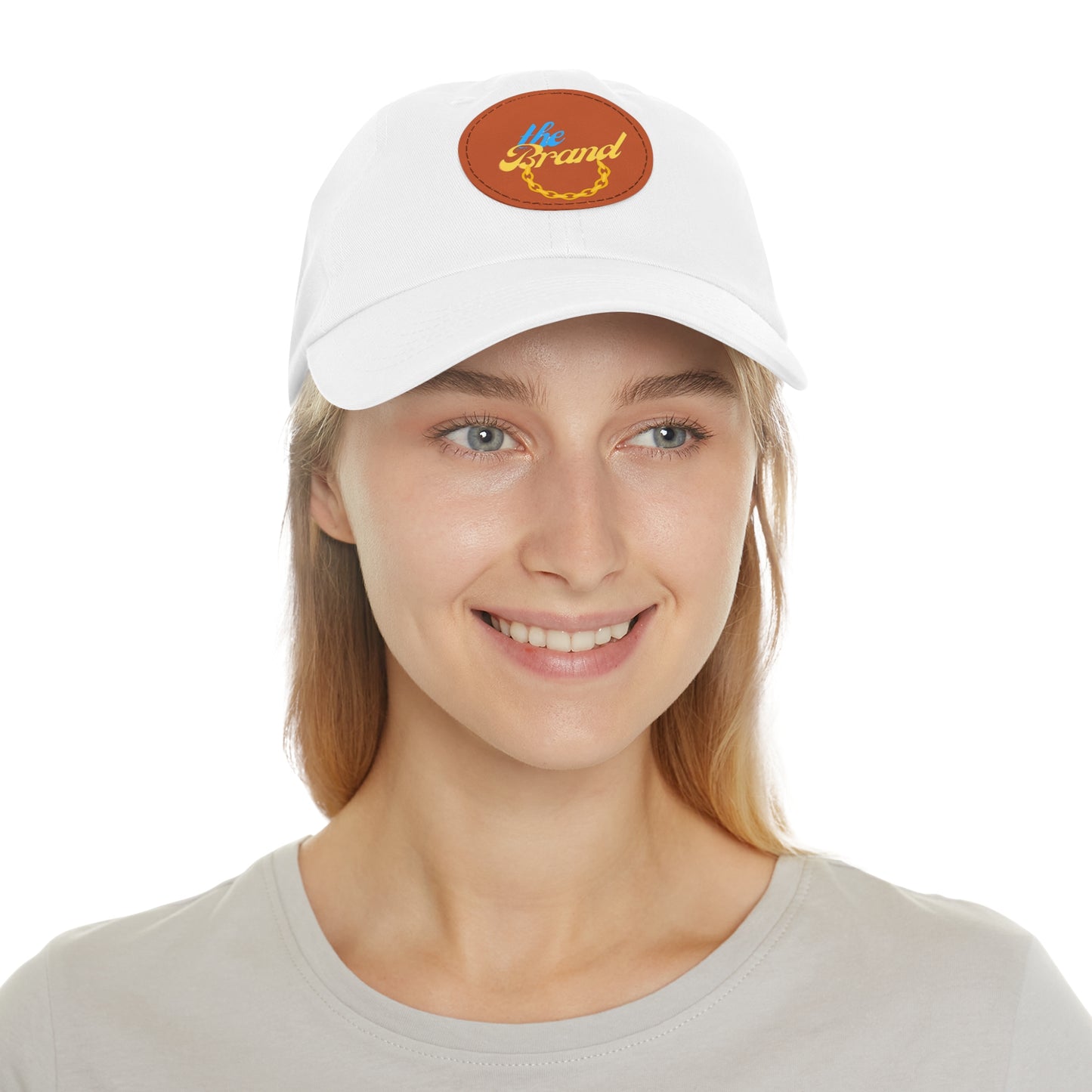 THEbrand+Chain Dad Hat with Leather Patch (Round)