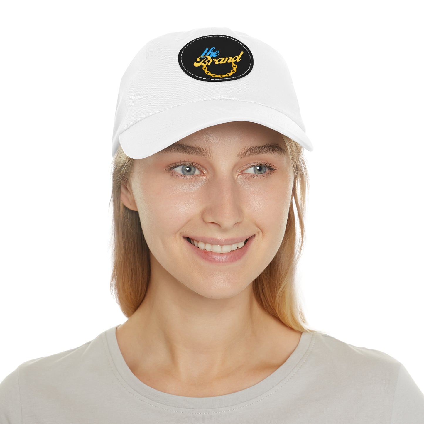 THEbrand+Chain Dad Hat with Leather Patch (Round)